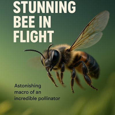Macro Photography of a Bee in Flight Capturing Nature's Beauty