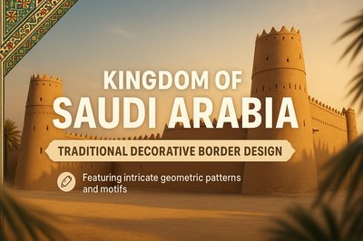 Cultural Landscape of Saudi Arabia with Decorative Border Design