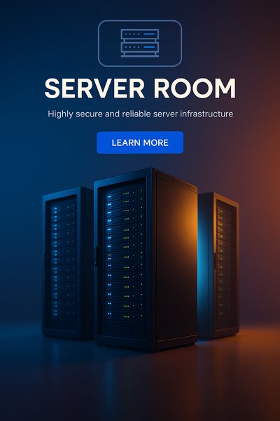 Modern Server Room with Secure Infrastructure Visualization
