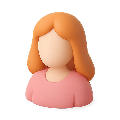 3D Character Illustration of a Woman with Orange Hair