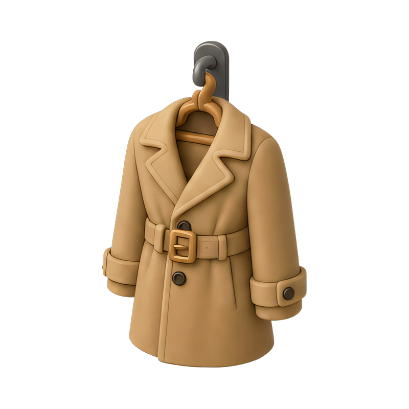 Stylish trench coat hanging