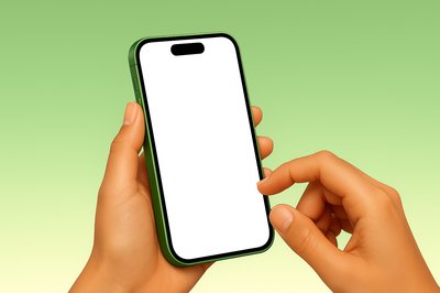 Green Phone in Hands with Blank Screen