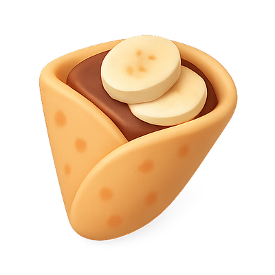 Delicious Dessert Crepe with Chocolate and Banana