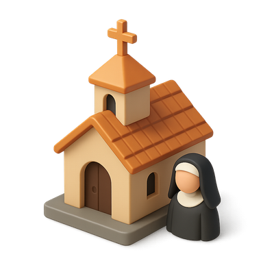 3D Icon of a Nun's Convent with Volumetric Details