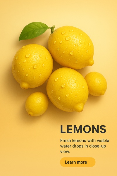 Close-Up Overhead Shot of Fresh Lemons with Water Drops