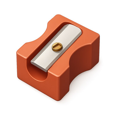 3D Sharpener Icon with Volumetric Design and Isometric View