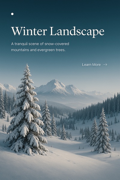 Serene Winter Mountain Landscape with Snow-Covered Trees