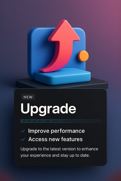 3D Illustration with Upgrade Theme and Dynamic Design Elements