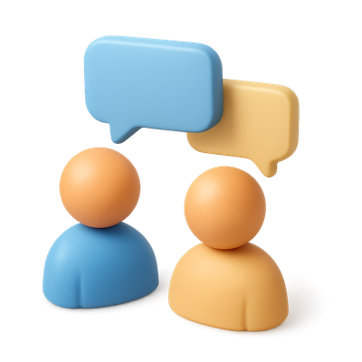 3D Speech Bubble Icons with People in Isometric View