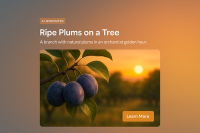 Ripe Plums at Sunset in Orchard Scene