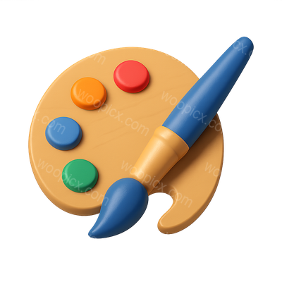 Colorful 3D Art Palette and Brush Icon