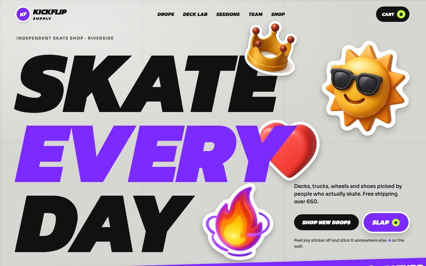 Kickflip Supply — landing page template preview