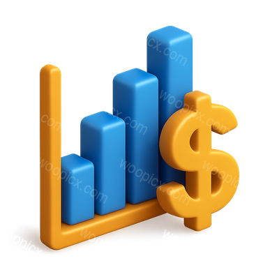 3D Dollar Bar Graph Icon with Isometric Design