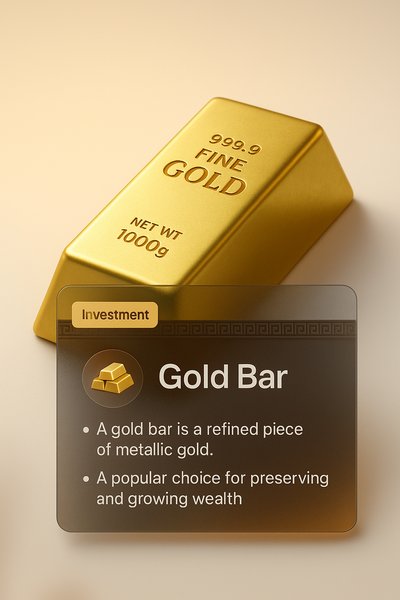 Stunning 3D Gold Bar with Informative Overlay