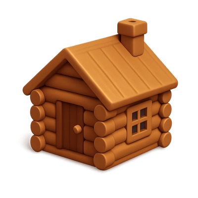 3D Icon of a Charming Wooden Cabin