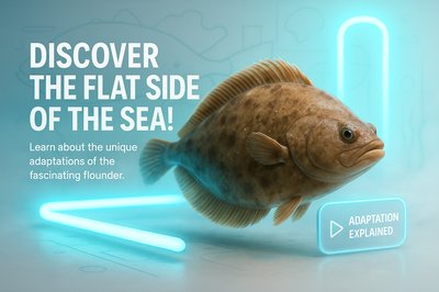 Educational Graphic Featuring a Flounder and Interactive Elements