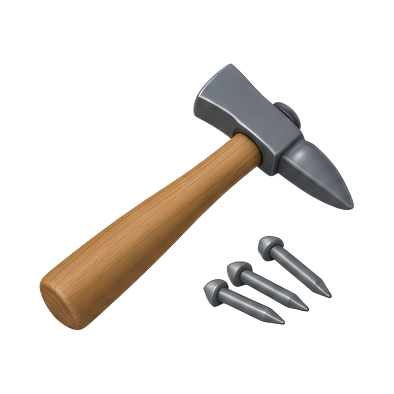 Glazing hammer with nails