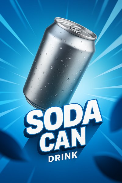 Dynamic 3D Soda Can Illustration with Engaging Design