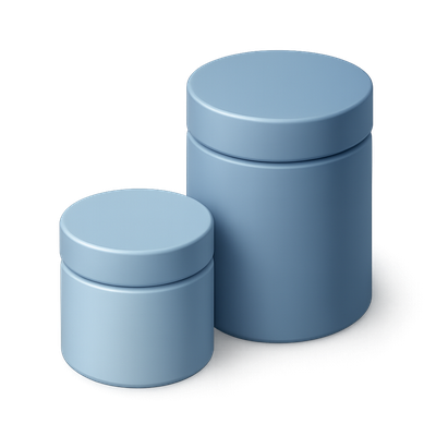 Stylish 3D Cylindrical Containers in Soft Blue Tones