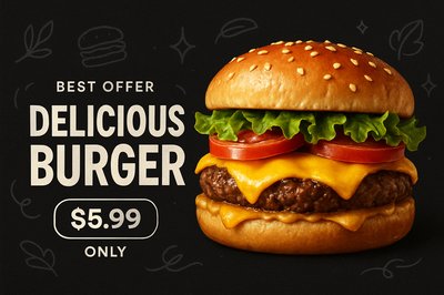 Summer Sky Fantasy Advertisement Featuring a Delicious Burger