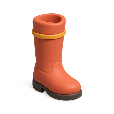 Stylized Orange Rubber Boot 3D Model