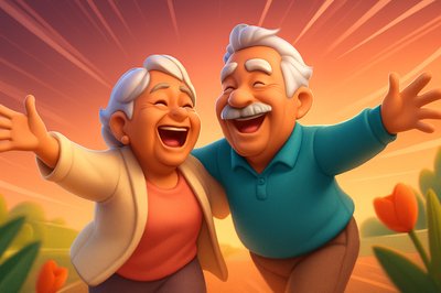 Joyful Elderly Couple Enjoying Retirement Outdoors