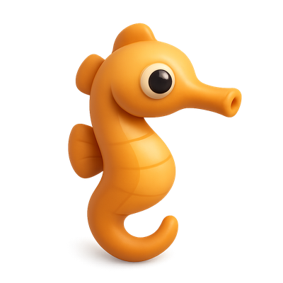 3D Pipefish Icon in Vibrant Colors