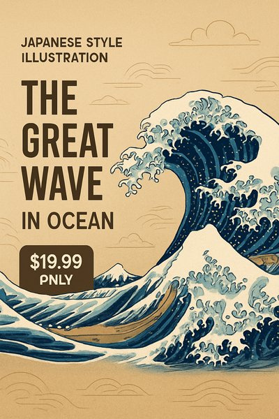 Dynamic Ocean Horizon - Japanese Wave Illustration