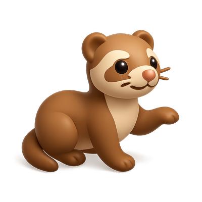 Playful 3D Ferret Icon with Isometric Design