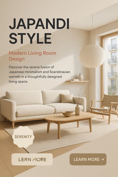 Modern Japandi Style Living Room Interior Design