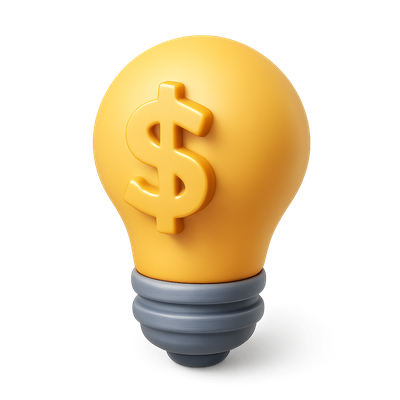 3D Dollar Bulb Icon with Isometric Design