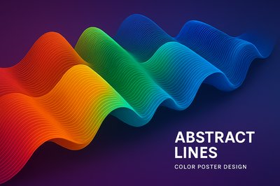 Futuristic Abstract Rainbow Waves in Dynamic Perspective