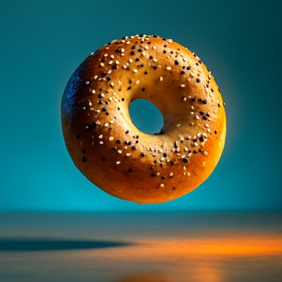 Realistic Bagel in Flight with Dynamic Lighting