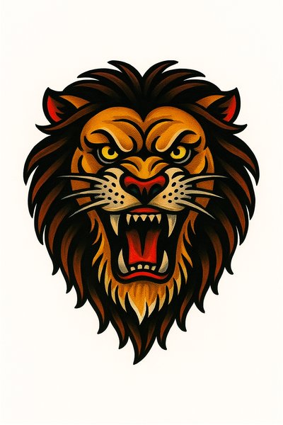 Bold Lion Head Illustration with Fierce Expression
