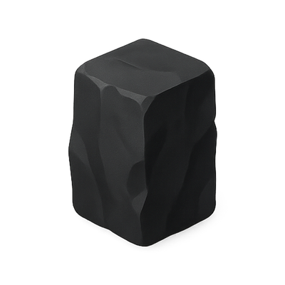 Stylized Black Geometric Rock Sculpture