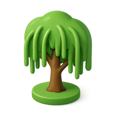 Isometric 3D Icon of a Weeping Willow Tree