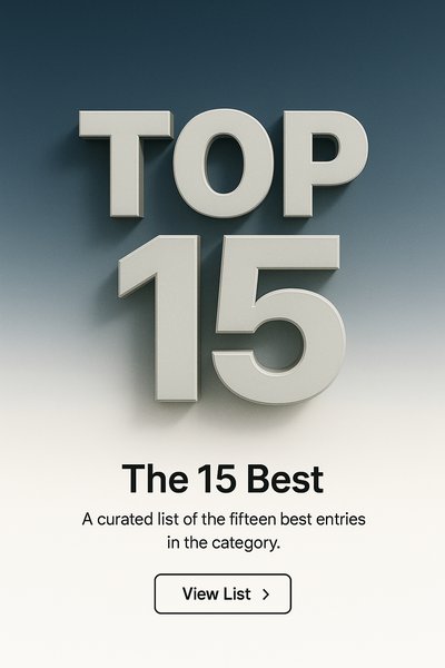Stylish Web Design Concept Featuring 'Top 15' List