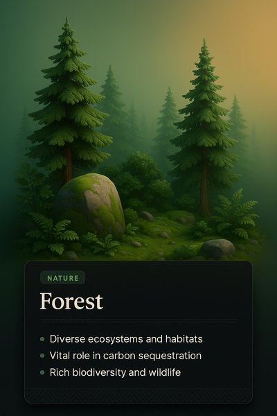 3D Forest Illustration with Informative Overlay