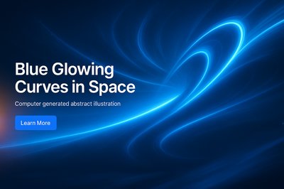 Abstract Blue Glowing Curves in Space Illustration