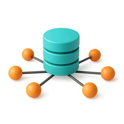 3D Isometric Graph Database Icon with Volumetric Design
