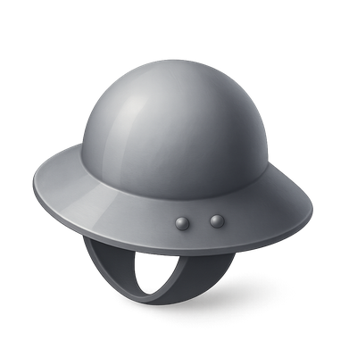 Stylish 3D Icon of a Metallic Helmet Design