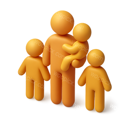 3D Family Iconography with Four Figures in Isometric View