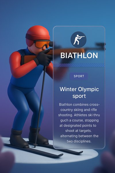 Modern Biathlon Web Page Design with 3D Illustration