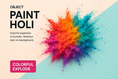 Vibrant Colored Powder Burst in Dynamic Composition