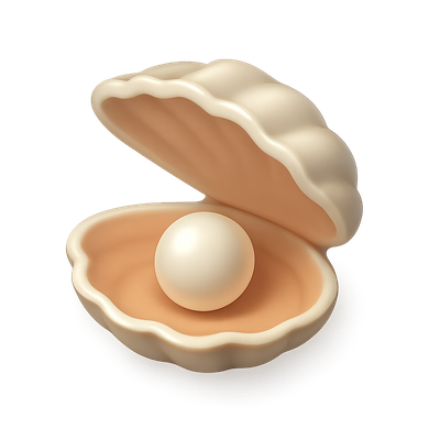 3D Pearl Oyster Icon with Volumetric Detail