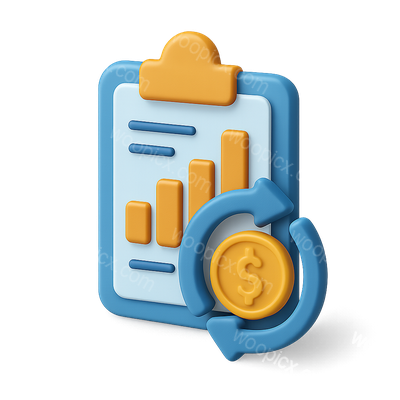 Stylized 3D CPM Icon with Graph and Currency Symbol