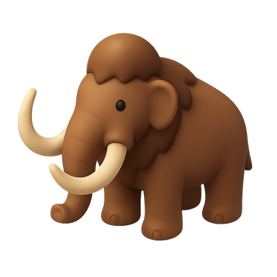 3D Rendered Mammoth Icon in Isometric View