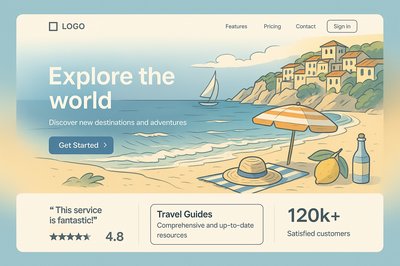 Dynamic Landing Page Design with Beach Theme