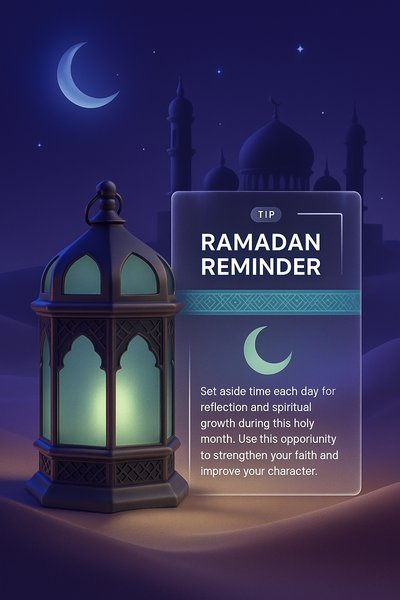 Nighttime Desert Lanterns with Mosque and Crescent Moon