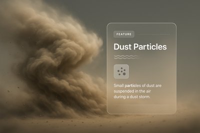 Realistic 3D Illustration of a Dust Storm with Info Block
